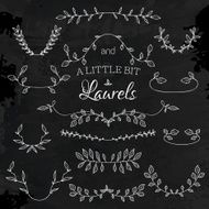 Chalkboard with nature elements and laurels