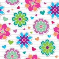 seamless pattern of flower stickers