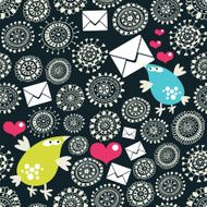 Seamless pattern with mail birds N2