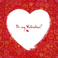 White acrylic heart on red ornate background