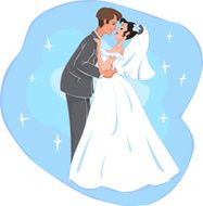 happy groom and beautiful bride