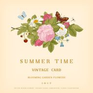 Summer vector vintage card with floral bouquet N6
