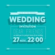 Wedding invitation blue typography