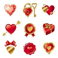 Vector set with Valentines signs and symbols