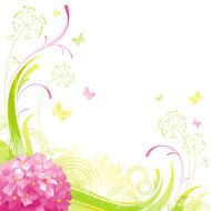 Square flower background with copyspace pink Hydrangea