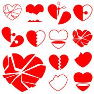 Heart icon collection - broken vector