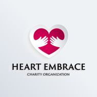 Heart in hands symbol logo template