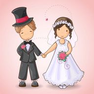 Wedding card with groom and bride N2