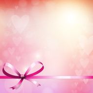 Heart blur bokeh lights background with ribbon