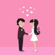 Cute Bride with Groom wedding ceremony