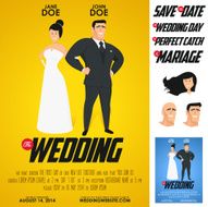 Funny glossy movie poster wedding invitation
