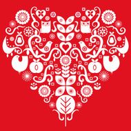 Folk art valentines heart