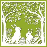 Easter Bunnies Paper-cut Art