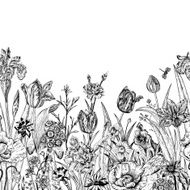 Spring flowers Seamless floral border N6