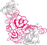 rose with scroll ornament