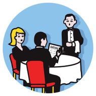couple and waiter