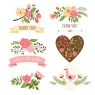 set of floral graphic elements