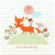cute fox and bird N2