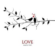 vector birds on branch - love and romance concept