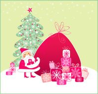 Santa Claus by the Christmas tree