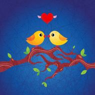Love greeting card with stylized cute birds