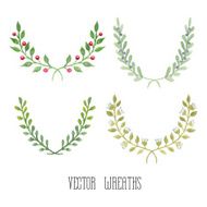 Watercolor floral set of wreaths