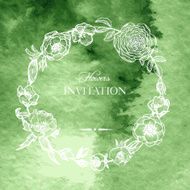 vintage floral frame at watercolor background N3