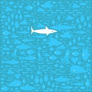 Great White underwater fish life illustration