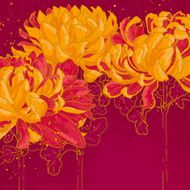 Romantic vector background with red chrysanthemum