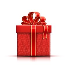Red gift box with ribbon and bow N2