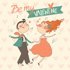 Valentine's day card design with couple of dancers