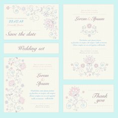 Invitation card set in delicate pastel colors