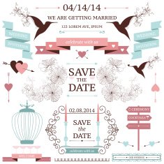 Vector collection of wedding design elements