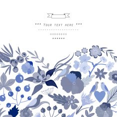 Vector floral design element with flowers and birds N3