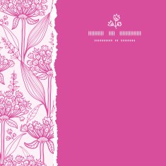 Pink lillies lineart square torn seamless pattern background