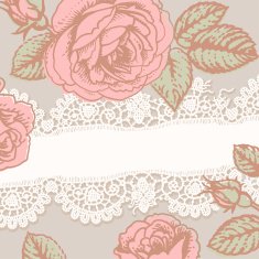 White Lace Pink Roses Card N2
