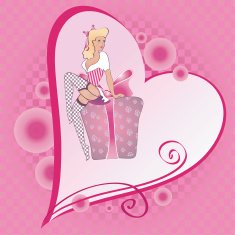 sexy pin-up blond sitting on the gift box