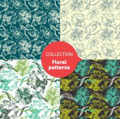 Seamless vector floral pattern set N9