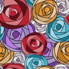 Colored art rose seamless pattern