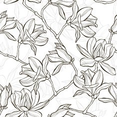 Monochrome seamless background with magnolia N3