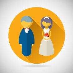 Wedding Symbol Bride and Groom Marriage Icon Trendy Modern Flat