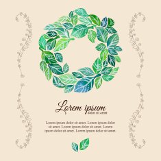 Decorative flourish template watercolor wreath N2