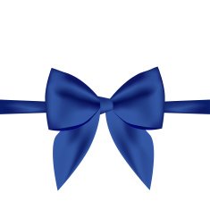 Vector gift card with blue ribbon background