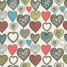 Seamless wallpaper with hand drawn Valentine hearts N2
