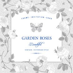 Vintage vector card with beautiful garden roses N2