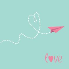 Origami paper plane Dash heart in the sky Love card N2