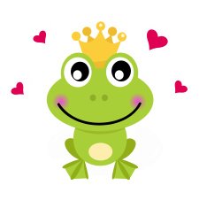 Frog cartoon prince isolated on white