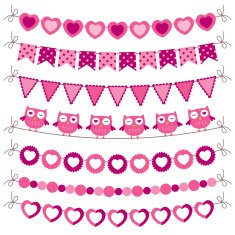 Pink bunting and decoration set N2