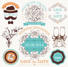 Vector set of wedding design elements and decoration
