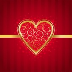 Valentines card with golden ornate heart